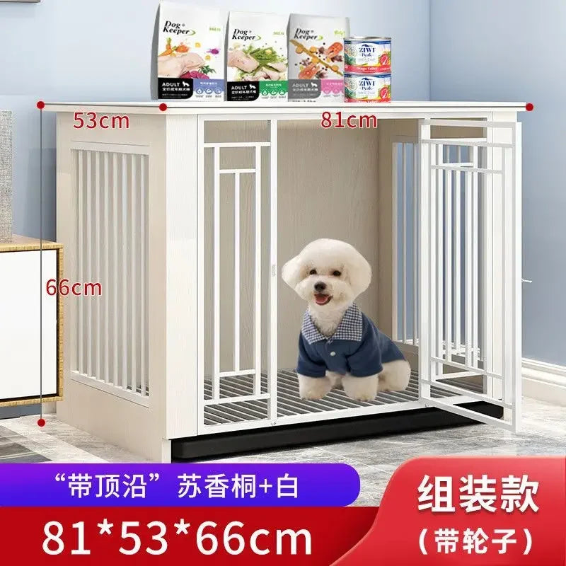 DecorBites™ Large Wood Dog Cage House | Indoor Solid Wooden for Big Dogs