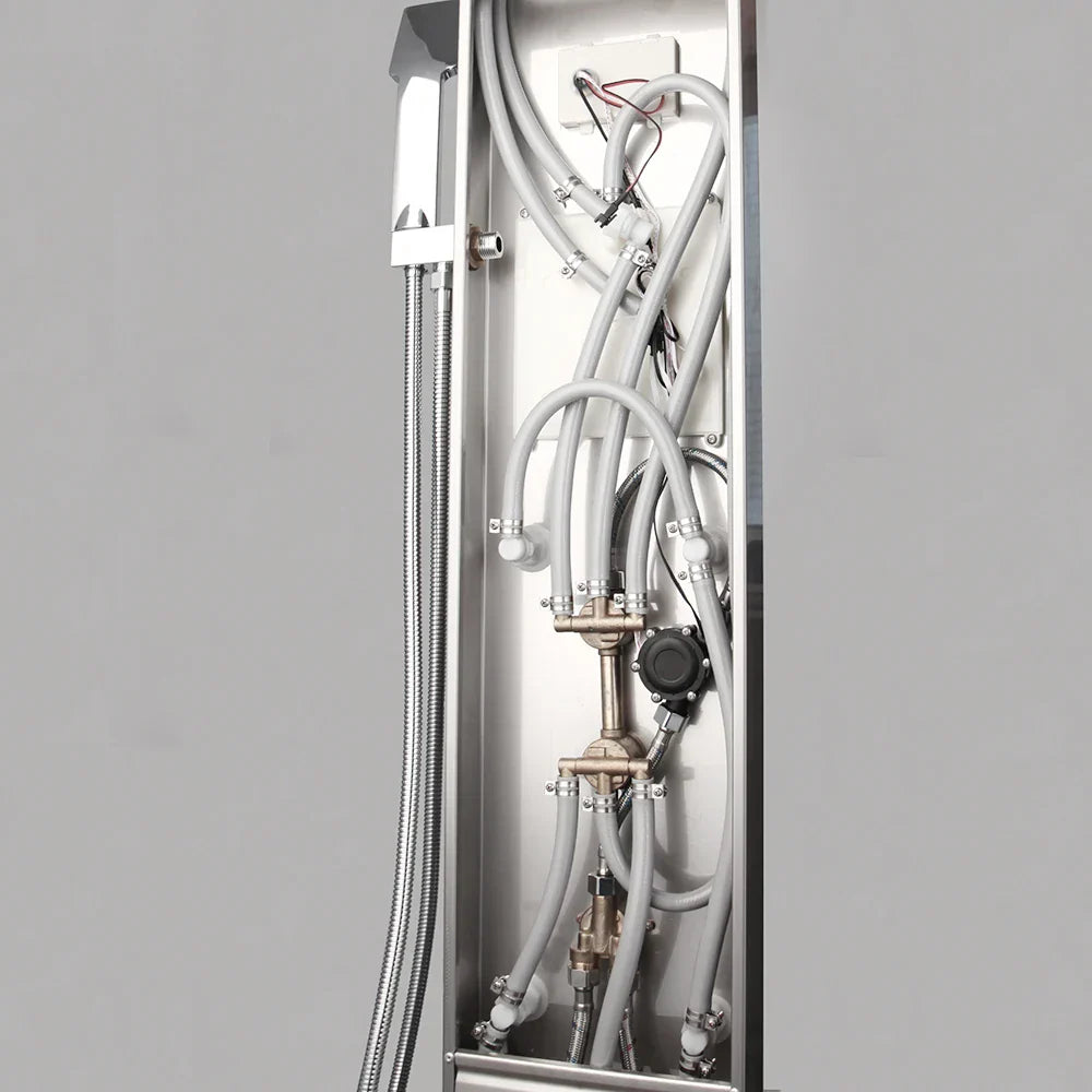 DecorBites™ Dark Grey LED Shower Panel Column with Rainfall Waterfall Spa Jets