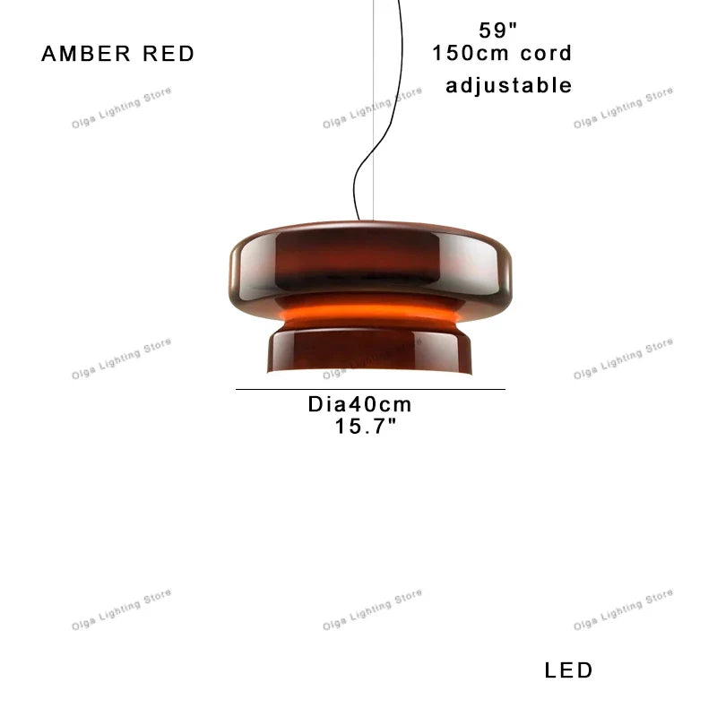 DecorBites™ Amber Green Glass Pendant Light Modern Round Dining Table Decor