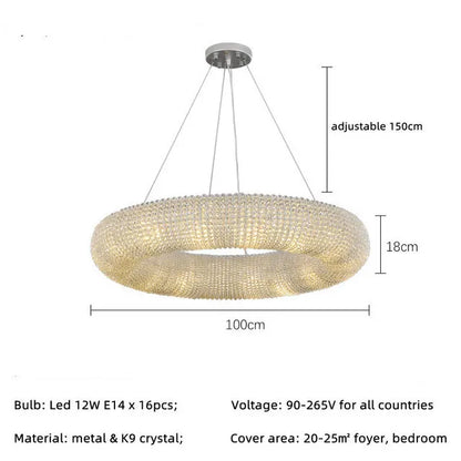 DecorBites™ Crystal Loft Chandelier: Modern Luxury LED Pendant Light for Living Room Decor