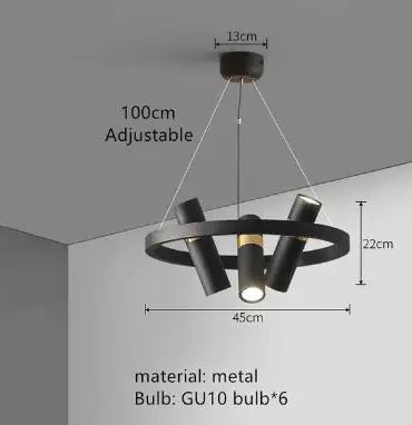 DecorBites™ مصباح LED بحلقة سوداء لغرفة المعيشة وغرفة الطعام والمطبخ والبار