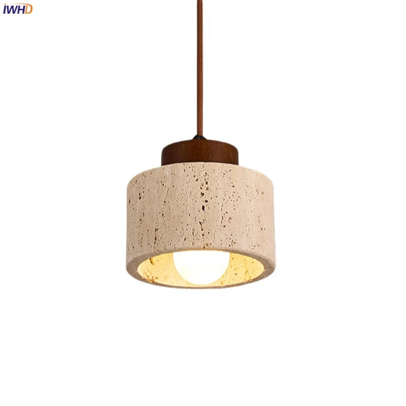 Copper Vintage Pendant Light Travertine Stone