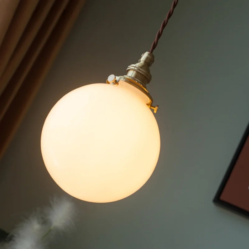 Decorbites™ Cremeglas-Kugel-LED-Hängeleuchte für Küche und Wohnzimmer im nordischen Vintage-Stil aus Kupfer