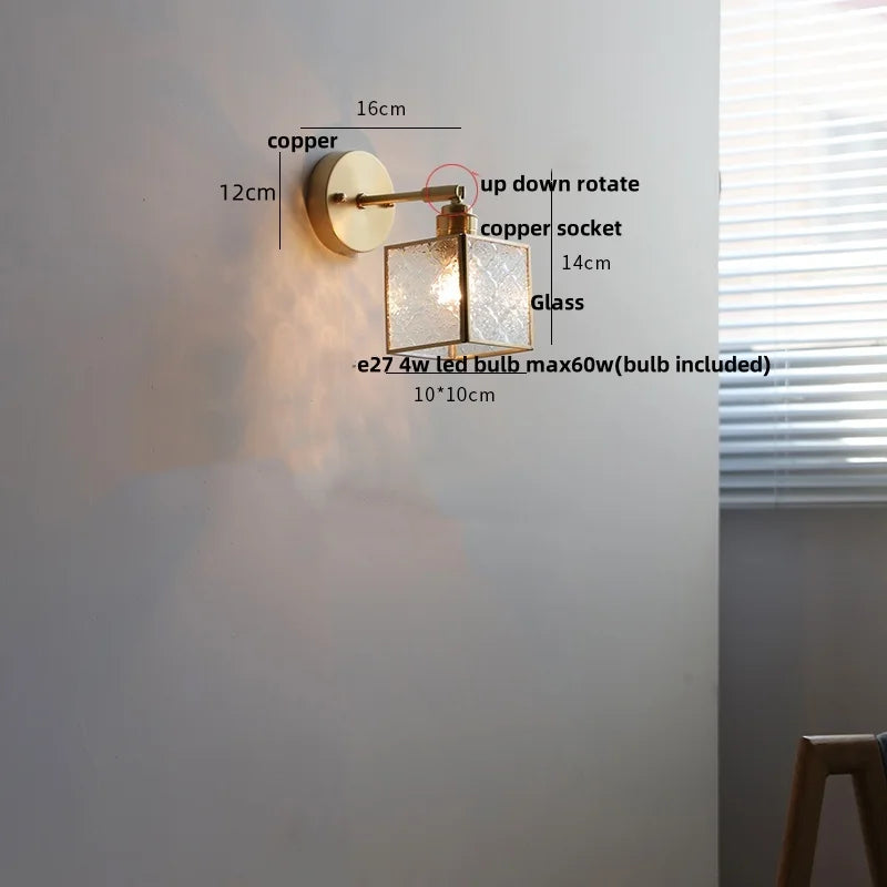 DecorBites™ Clear Glass LED Wall Sconce Pull Chain Switch Modern Bathroom Mirror Light