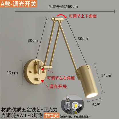 مصباح حائط LED مزود بذراع دوارة قابل للتعديل من DecorBites™ مع مستشعر لمس وأضواء شمعدان