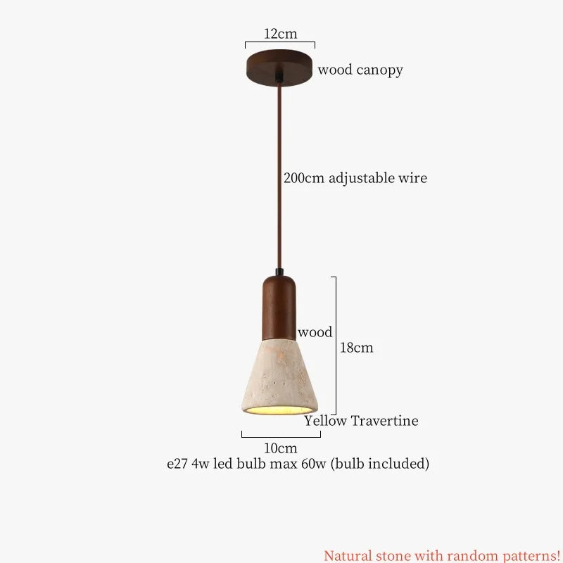 Travertine Stone Pendant Lamp Wabi Sabi Style