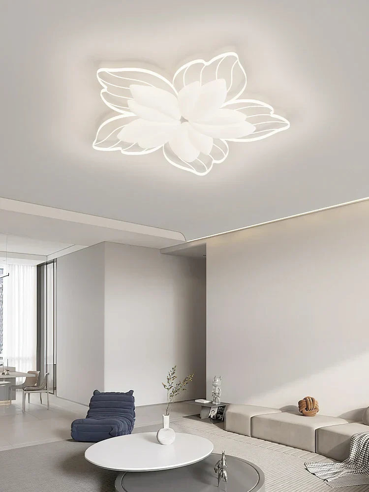 DecorBites™ LED Flower Chandelier White Ceiling Lamp for Bedroom Living Room Decor