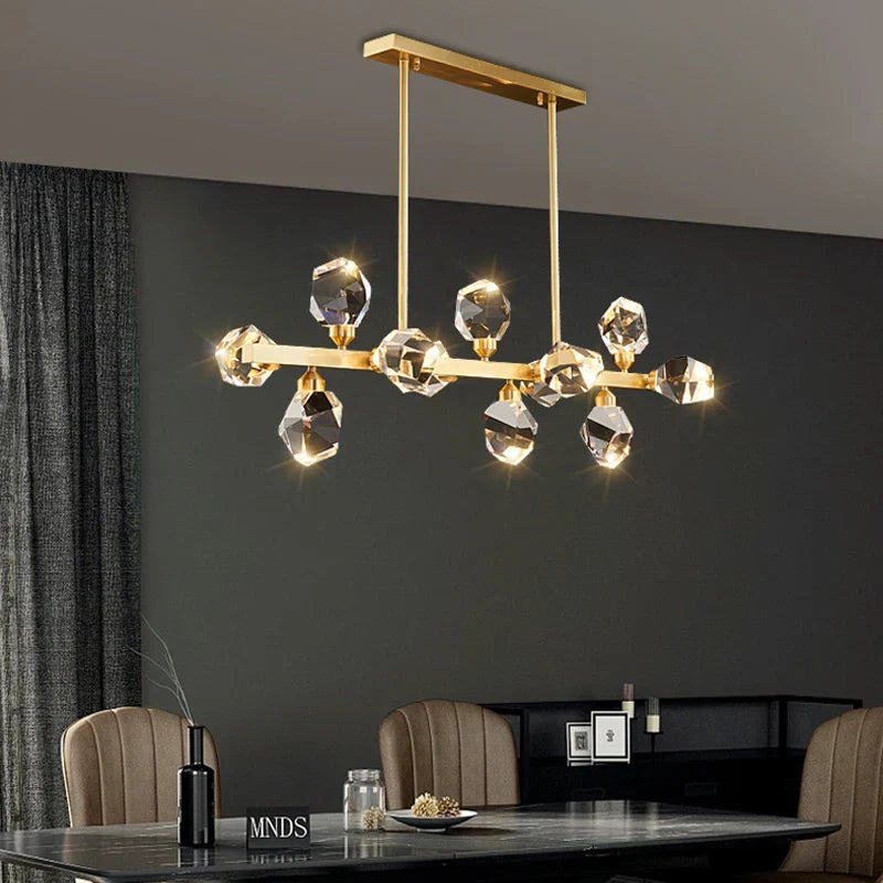 DecorBites™ Diamond Crystal Brass LED Pendant Light Gold Luxury Hanglamp