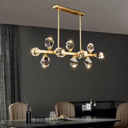 DecorBites™ Diamond Crystal Brass LED Pendant Light Gold Luxury Hanglamp