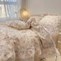 Decobites Korean Princess Style Floral Lace Ruffles Bedding Set with Pillowcase