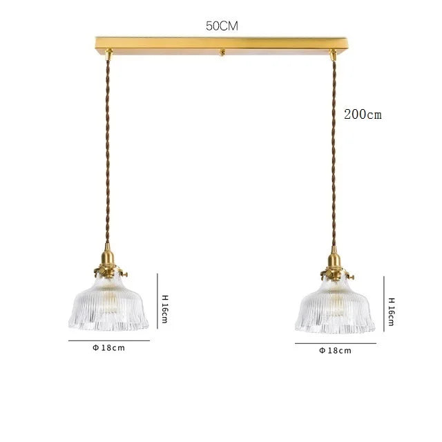 DecorBites™ Clear Glass LED Pendant Light: Modern Copper Hanging Lamp for Home Indoor Decor