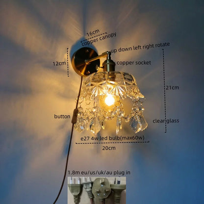 DecorBites™ Crystal Copper LED Wall Sconce Light for Home Decor & Indoor Lighting