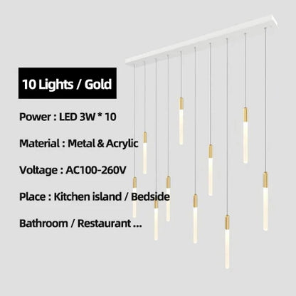 DecorBites™ Luxe Gold Tube Chandelier for Dining & Bedroom Lighting