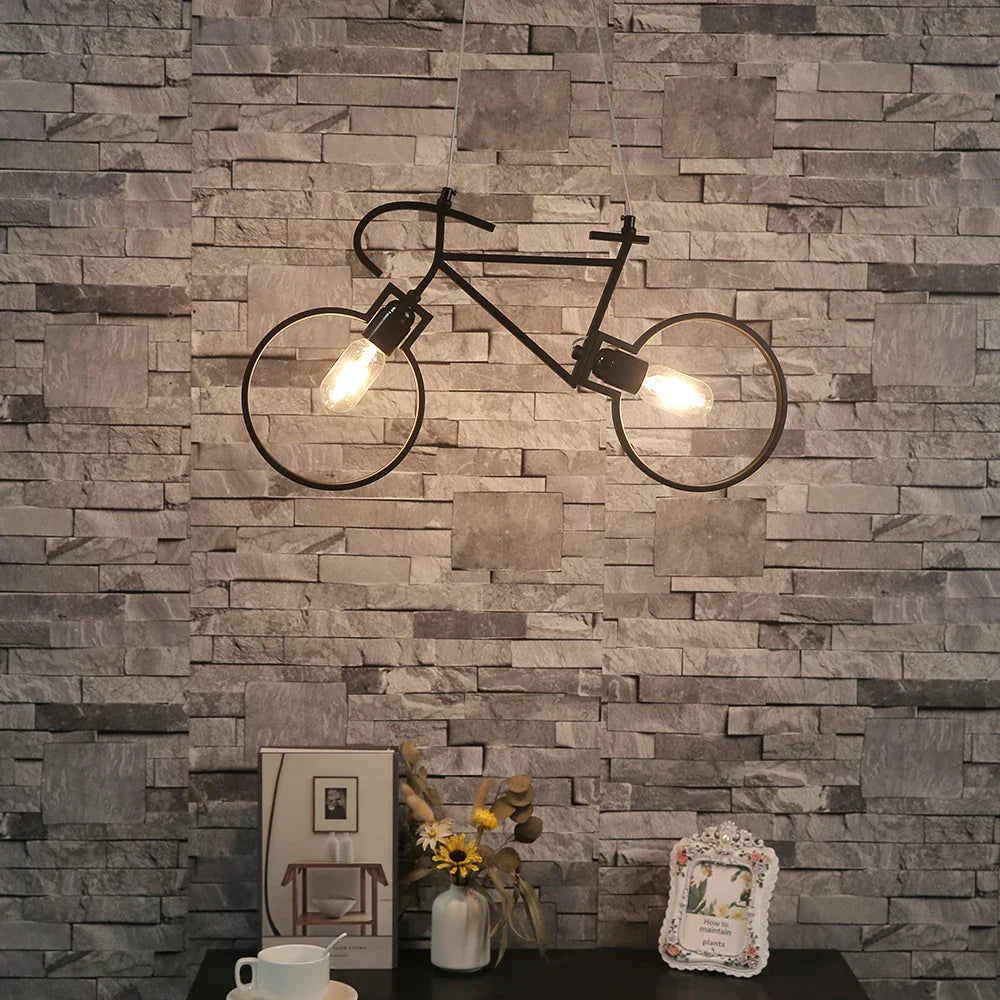 DecorBites™ Industrial Bicycle Pendant Light for Living Room, Restaurant, and Bar