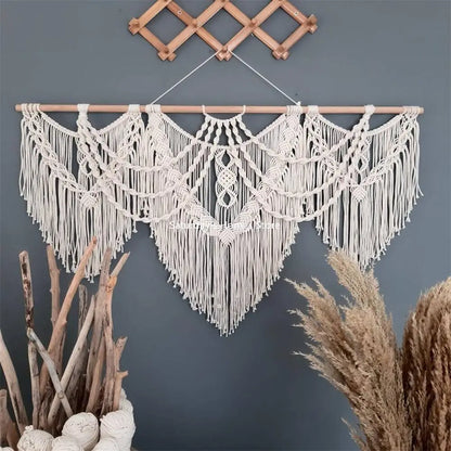 Decobites Large Macrame Bohemian Tapestry Wall Hanging for Boho Decor in Living Room