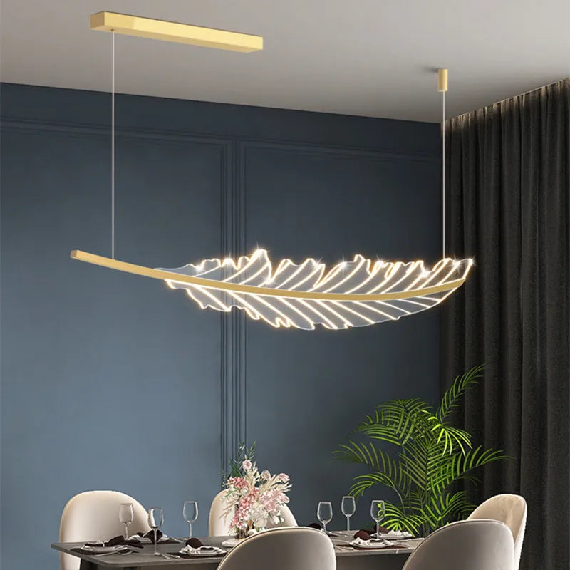 DecorBites™ Leaf Shaped Golden Chandelier for Living Room, Dining Room, Kitchen, and Coffee Shop