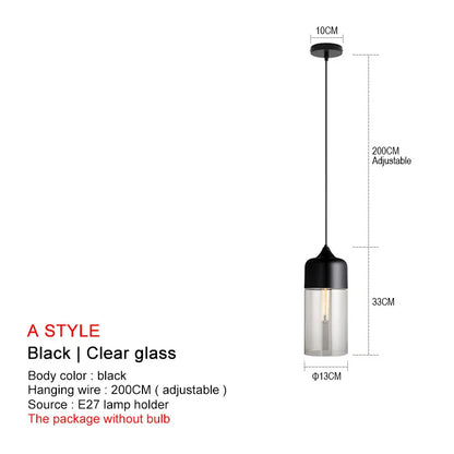 ثريا ديكوربايتس™ الزجاجية السوداء: ثريا نورديك عصرية لغرفة الطعام والمطبخ وغرفة النوم والمطعم