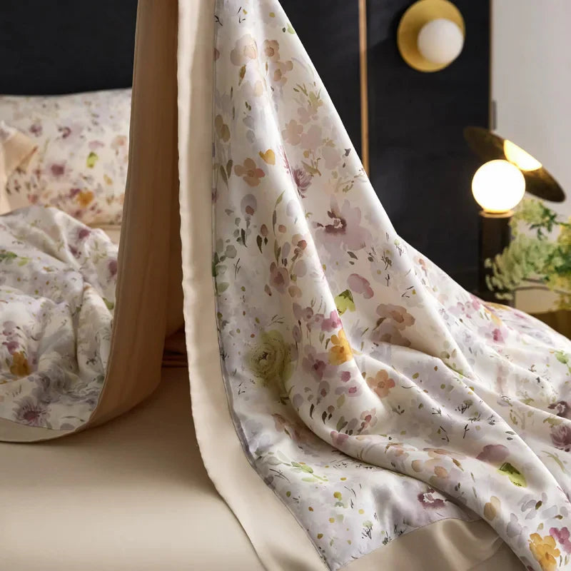 Decobites Floral Print Summer Quilt Bedding Set with Sheet & Pillowcases