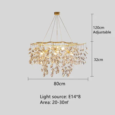 DecorBites™ Crystal Branch Pendant Chandelier for Indoor Decoration Luminaria Fixtures