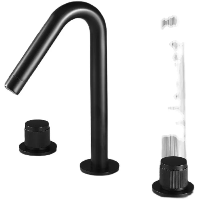 DecorBites™ Gold Basin Faucet: Black Brass Widespread Bathroom Tap with Chrome Finish