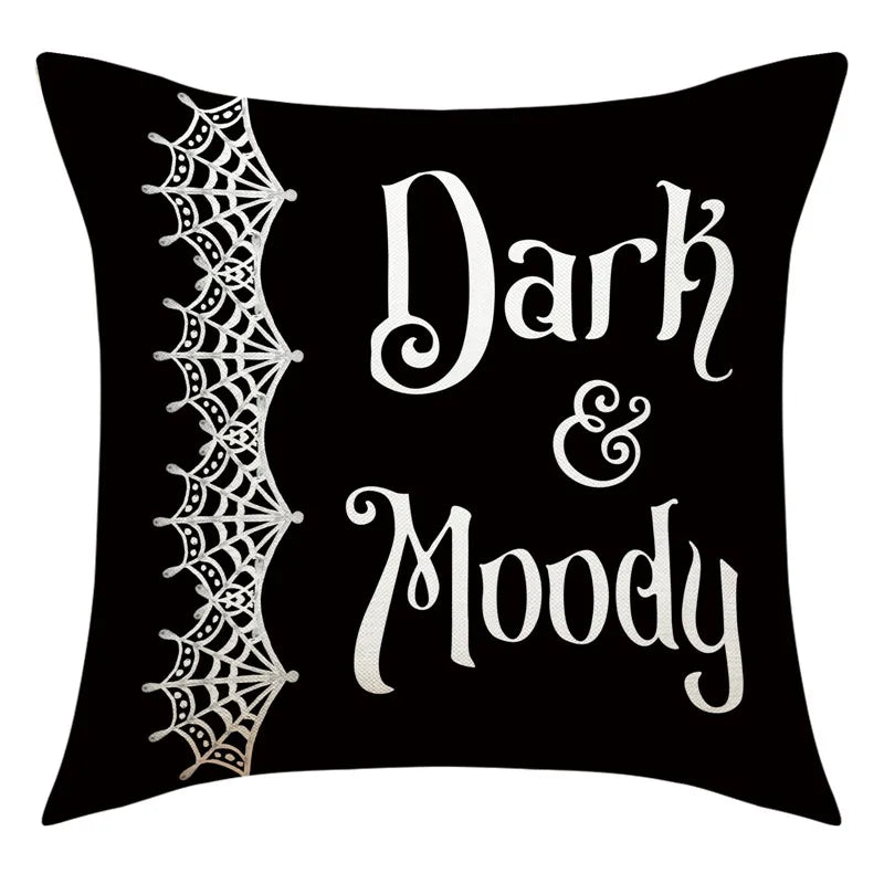 Decorbites™ Halloween-Kissenbezug-Set – Festive Bezüge für Sofakissen mit Druck von Kürbis, Katze und Hexenhut.