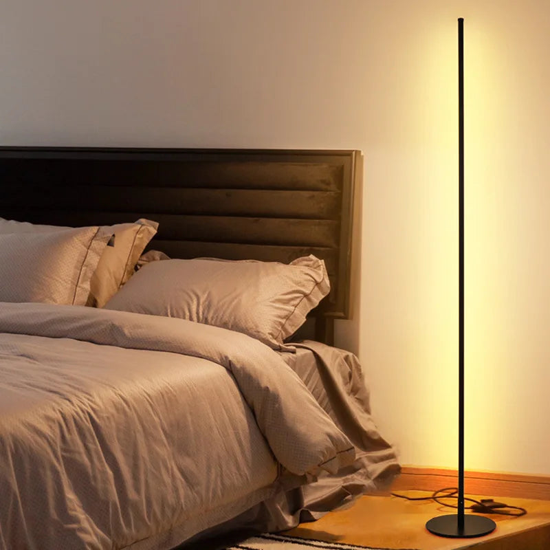 Black LED Floor Lamp D20cm 160cm Aluminum