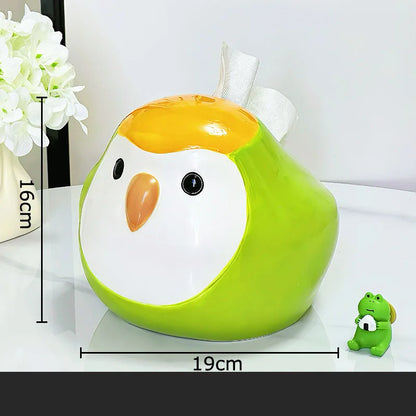 DecorBites™ Cartoon Parrot Ceramic Tissue Box: Creative Desk Decoration & Paper Towel Case