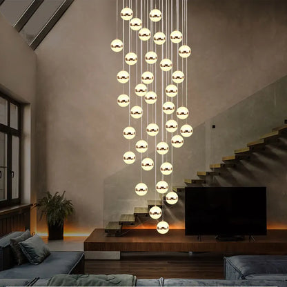 DecorBites™ Gold Acrylic Chandelier - Modern Staircase LED Lighting