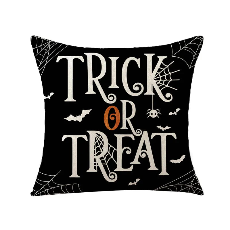 DecorBites™ Halloween Pumpkin Linen Cushion Cover Set for Home Sofa Bedroom Decor