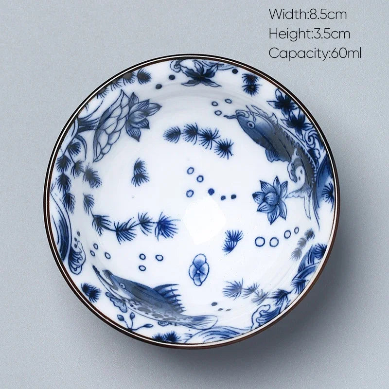 DecorBites™ Ceramic Kung Fu Tea Cup, Japanese Style Porcelain Espresso Coffee Cup