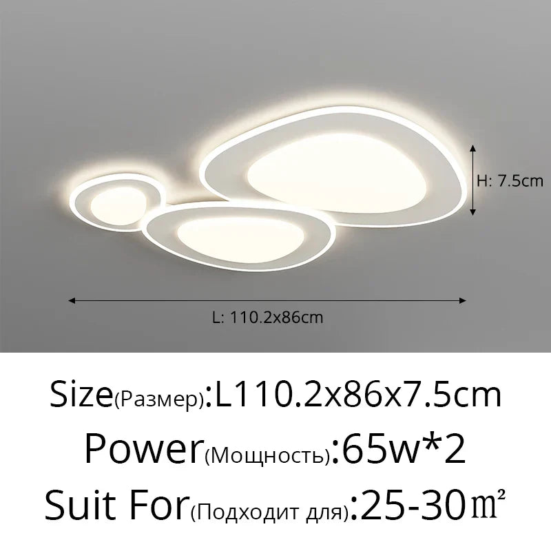White Minimalist LED Chandelier C W110cm Design