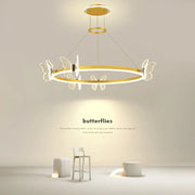 Decorbites™ Gold-Schmetterling-Kristall-Leuchter-Hängeampel für elegante Wohnzimmer- und Restaurantdekoration