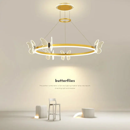 DecorBites™ Gold Butterfly Crystal Chandelier Pendant Light for Elegant Living Room & Restaurant Decoration