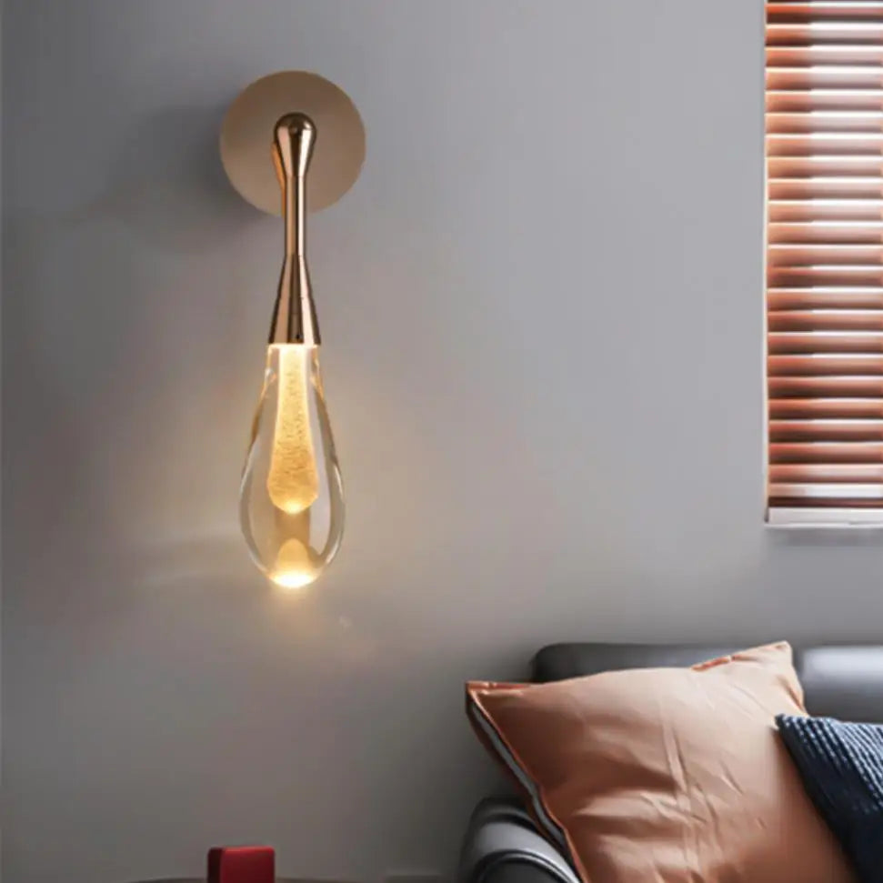 DecorBites™ Golden Water Droplets Crystal Wall Lights for Bedroom, Stairs, Restaurant