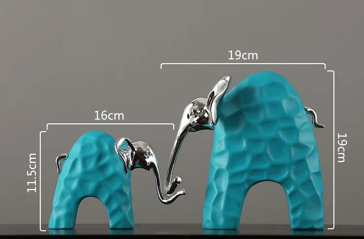 DecorBites™ Elephant Mother-calf Golden Resin Sculpture Figurine