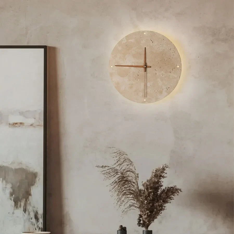 DecorBites™ LED Wall Lights Yellow Travertine Stone Modern Bedside Lamp