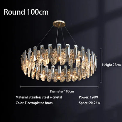 DecorBites™ Crystal LED Chandelier: Modern Luxury Pendant Light for Bedroom, Restaurant, and Home Decor
