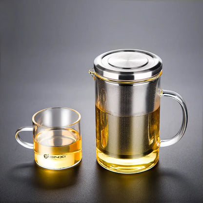 DecorBites™ Glass Tea Cup Infuser Set for Kung Fu Tea, Coffee, Liquor & More