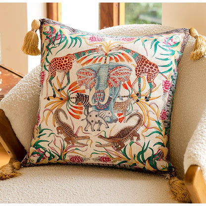 DecorBites™ Elephant Jungle Paradise Throw Pillow Cover