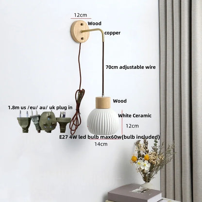 DecorBites™ Ceramic LED Wall Lamp Modern Wood Decor Stair Light Fixtures