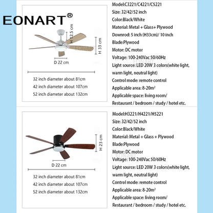 DecorBites™ 52" LED Ceiling Fan with Modern Design & Remote Control