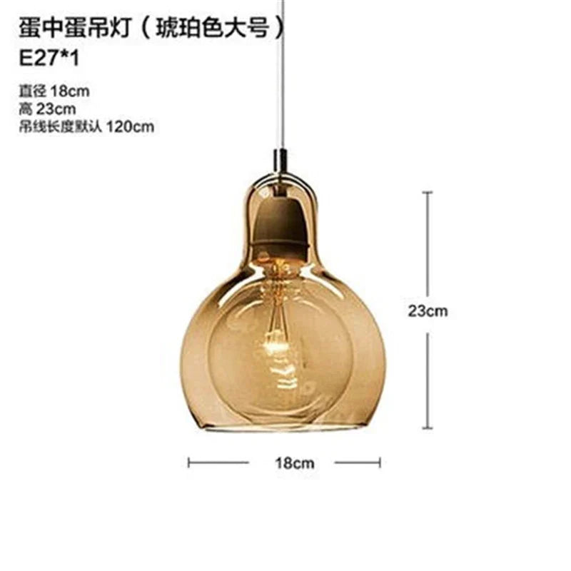 DecorBites™ Gourd Glass Pendant Lamps Clear Amber Modern Dining Room Hanging Lights