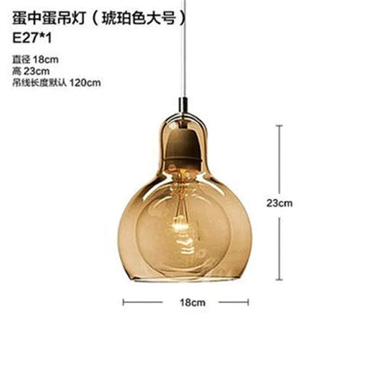 DecorBites™ Gourd Glass Pendant Lamps Clear Amber Modern Dining Room Hanging Lights