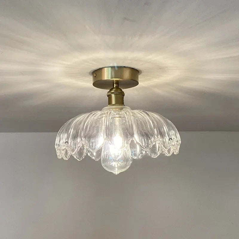 DecorBites™ Green Glass LED Ceiling Light Modern Iron Copper Lampara Techo for Home Decor