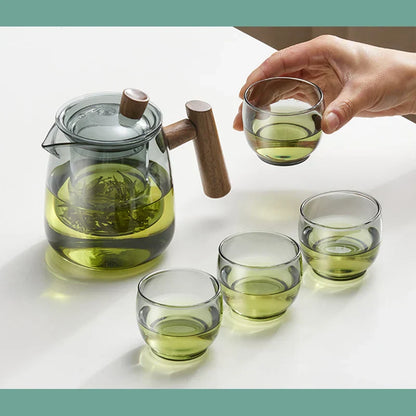 DecorBites™ Glass Tea Cup Set for Chinese Kung Fu Tea, Heat Resistant & Thicken Glass