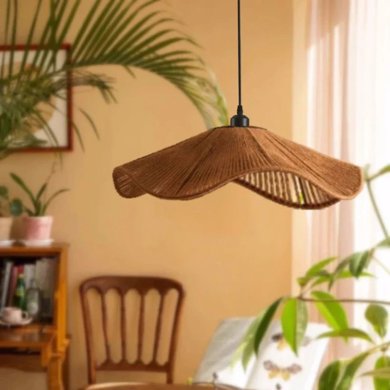 DecorBites™ Japanese Hemp Knit Pendant Light E27 LED Lamp - Nordic Wabi Sabi Style