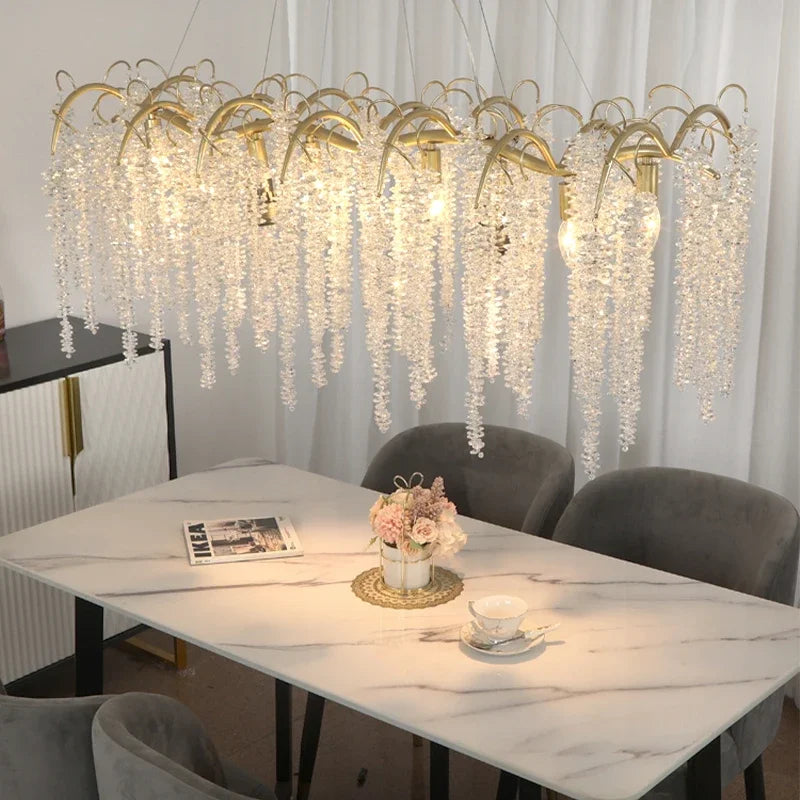 Decorbites™ Gold-Glas-LED-Kristall-Leuchter für luxuriöse Esszimmer-Dekoration