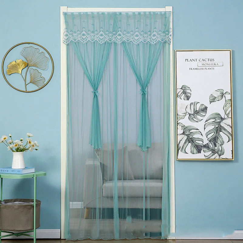 DecorBites™ Lace Embroider Summer Insect Net Door Curtain for Living Room and Bedroom