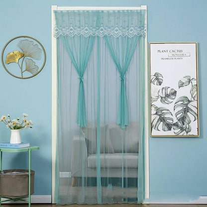 DecorBites™ Lace Embroider Summer Insect Net Door Curtain for Living Room and Bedroom