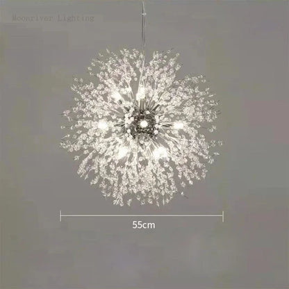 DecorBites™ Dandelion Crystal Chandelier: Modern Nordic Style LED Pendant Light for Living Room